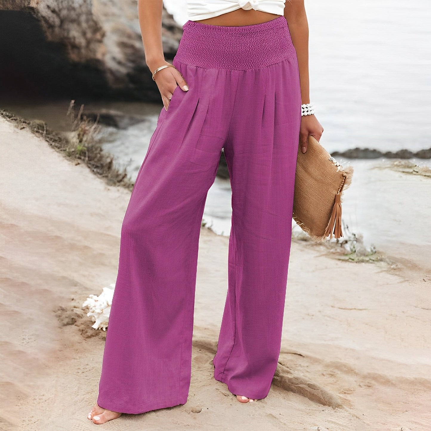 Pantalon Décontracté pour Femme avec Taille Élastique