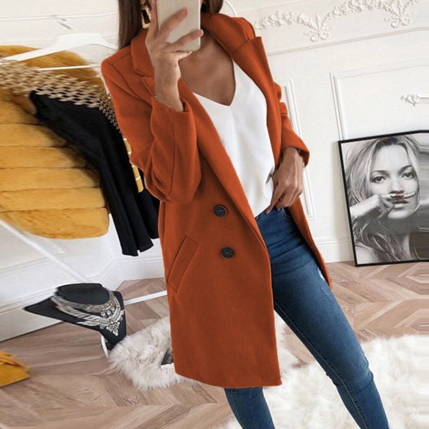 Manteau Femme Élégant Boutons
