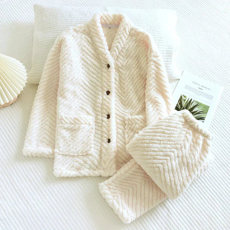 Pyjama Femme Confortable Col V Hiver