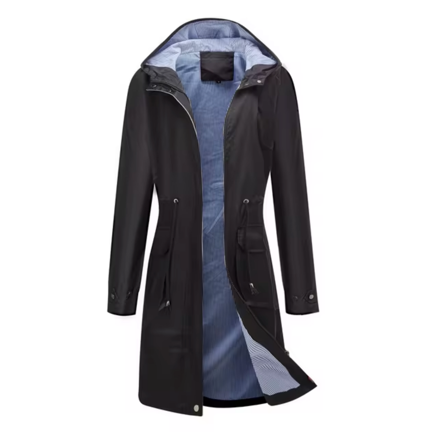 Manteau Imperméable Femme – Veste Longue Élégante avec Capuche