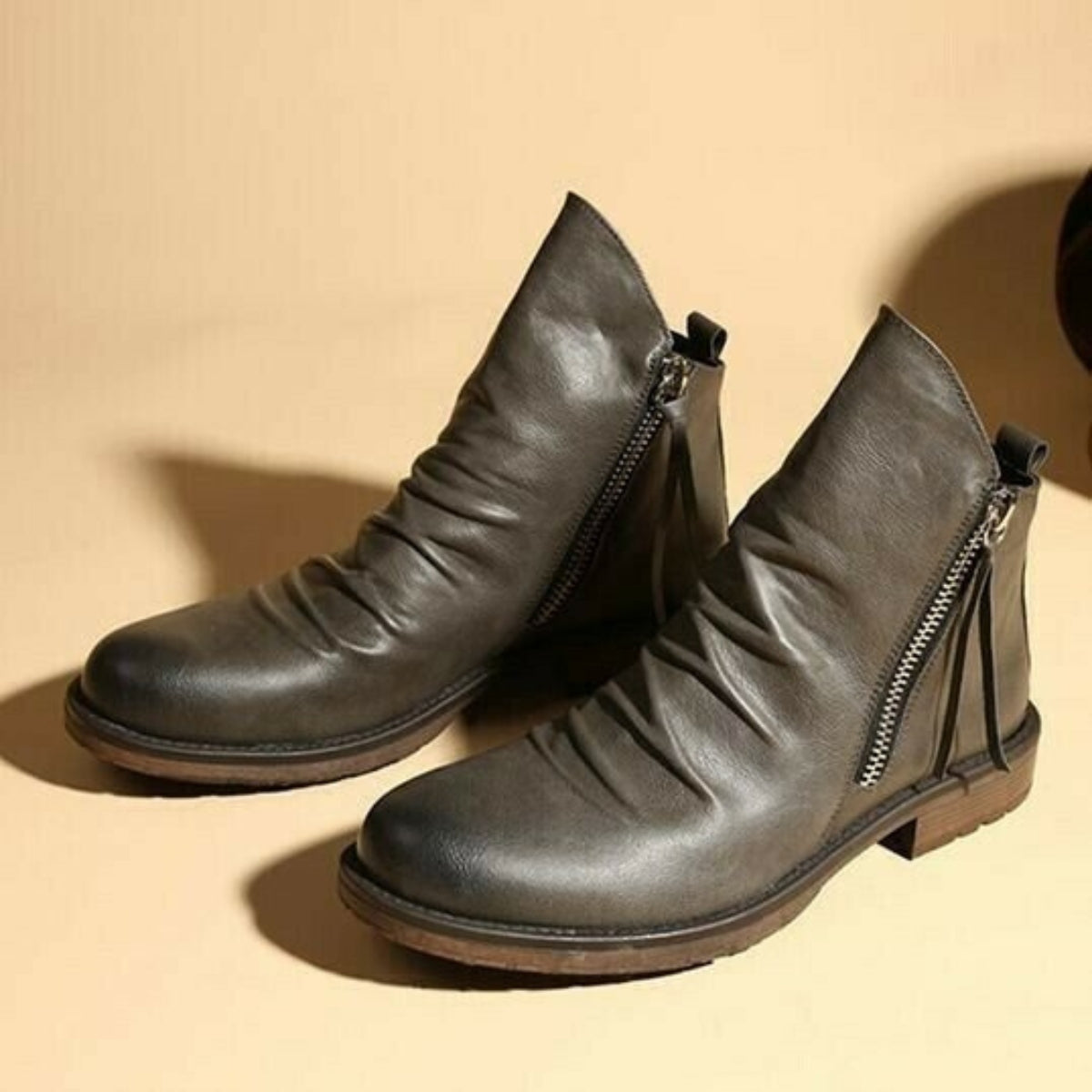 Bottes Casual à Fermeture Éclair et Semelle Confortable