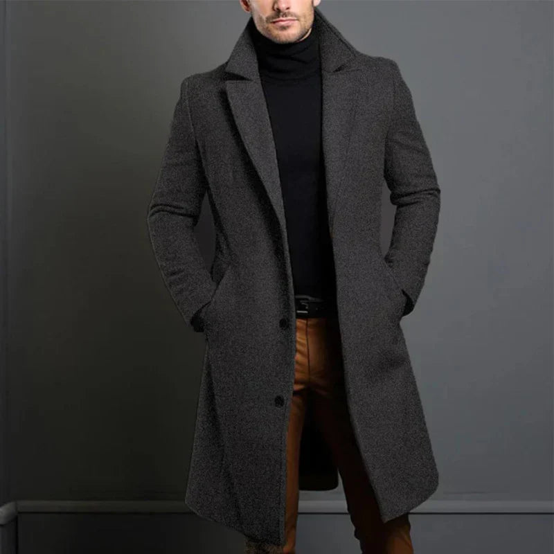 Manteau Homme Hiver Élégant Long Col Montant