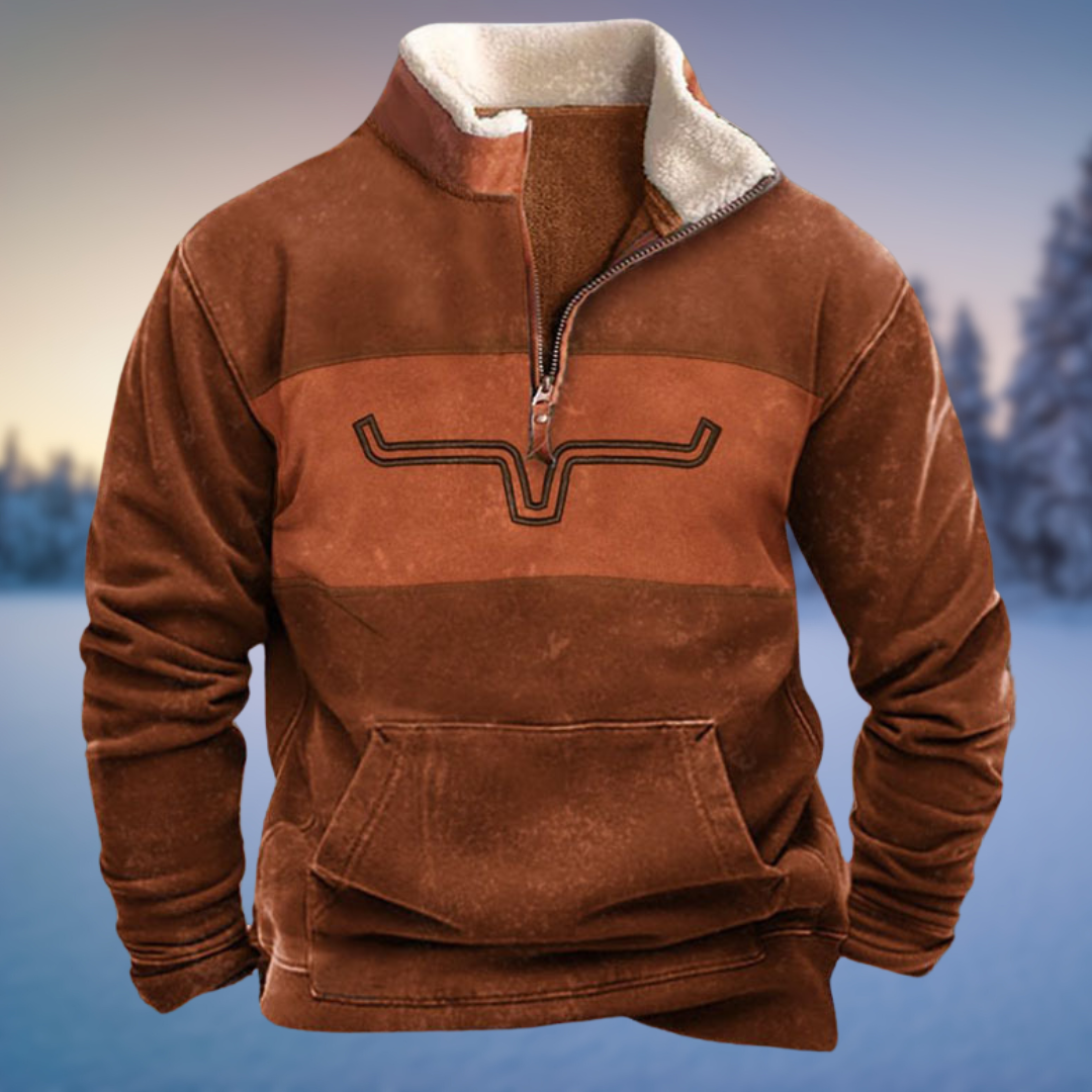 Sweat à capuche col zippe style tribale homme