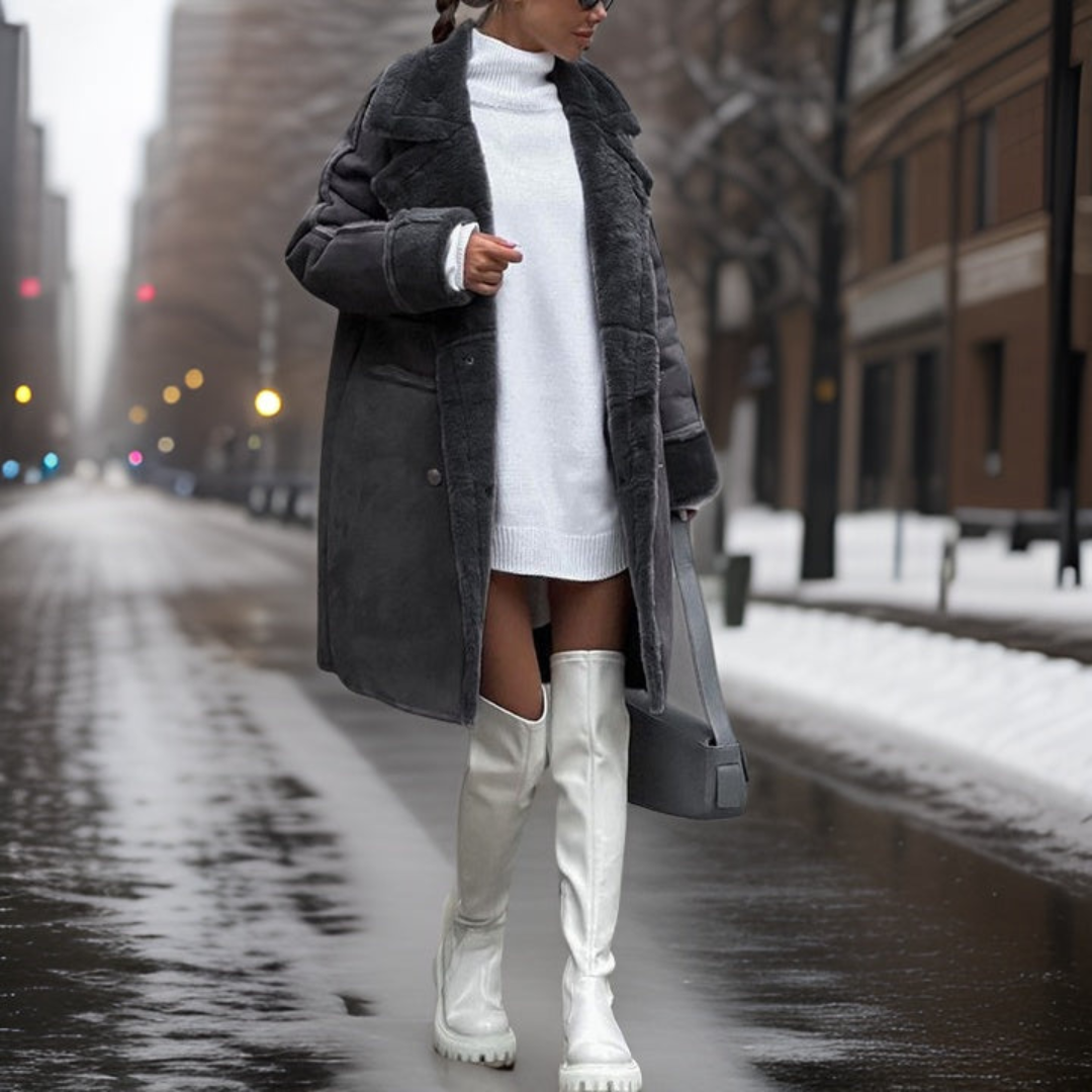 Manteau Femme Élégant Long Taille