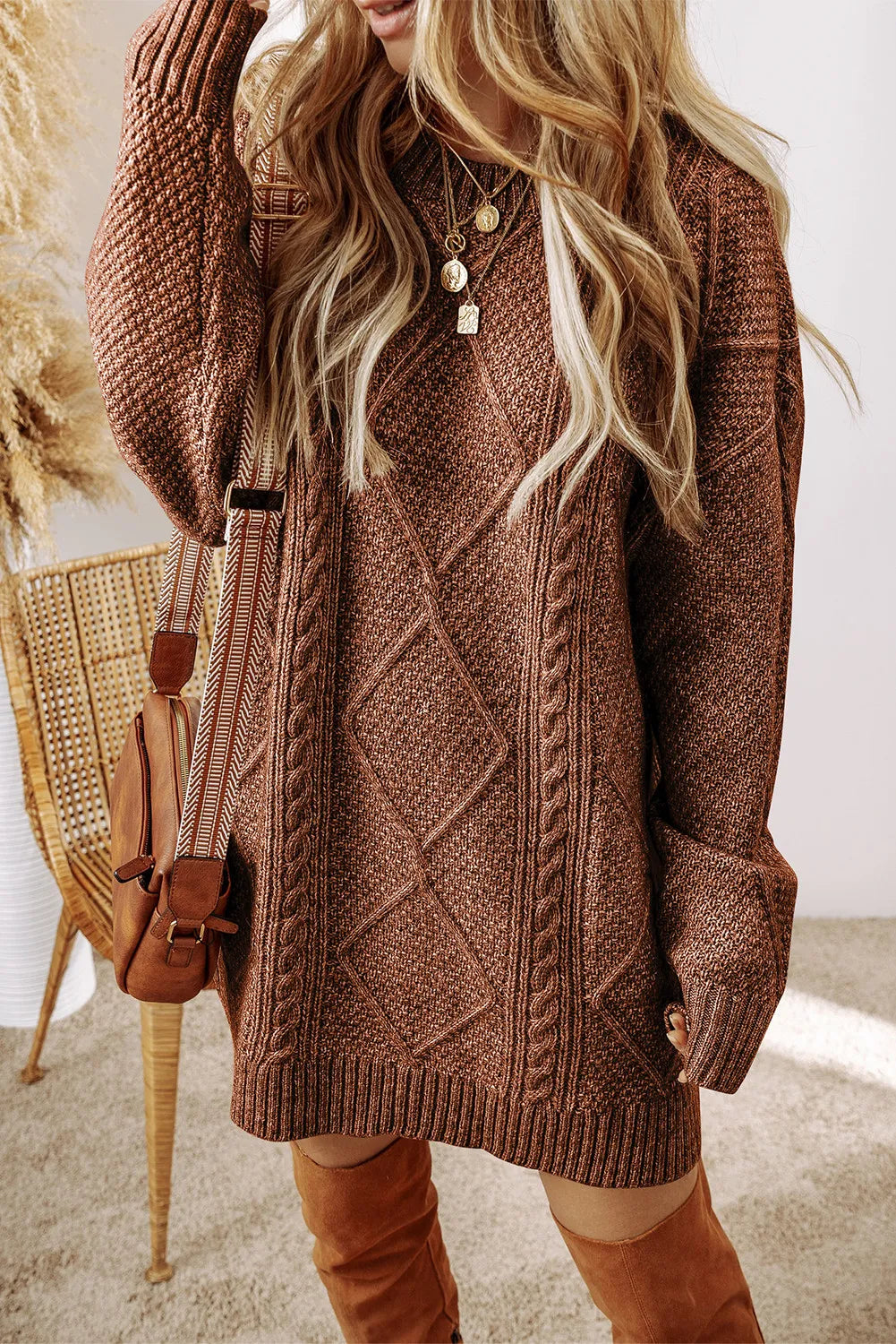 Pull Femme Élégant Losanges Hiver