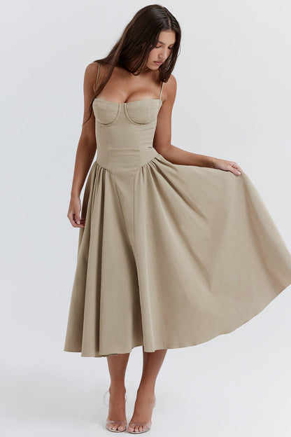 Robe de Cocktail Élégante Femme - Corset Séducteur avec Jupe Flottante