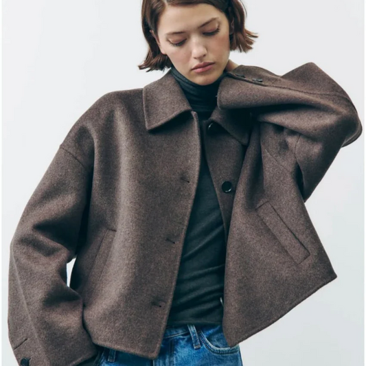 Veste Femme Hiver Chaleureuse en Laine Brun - LuxeStyle