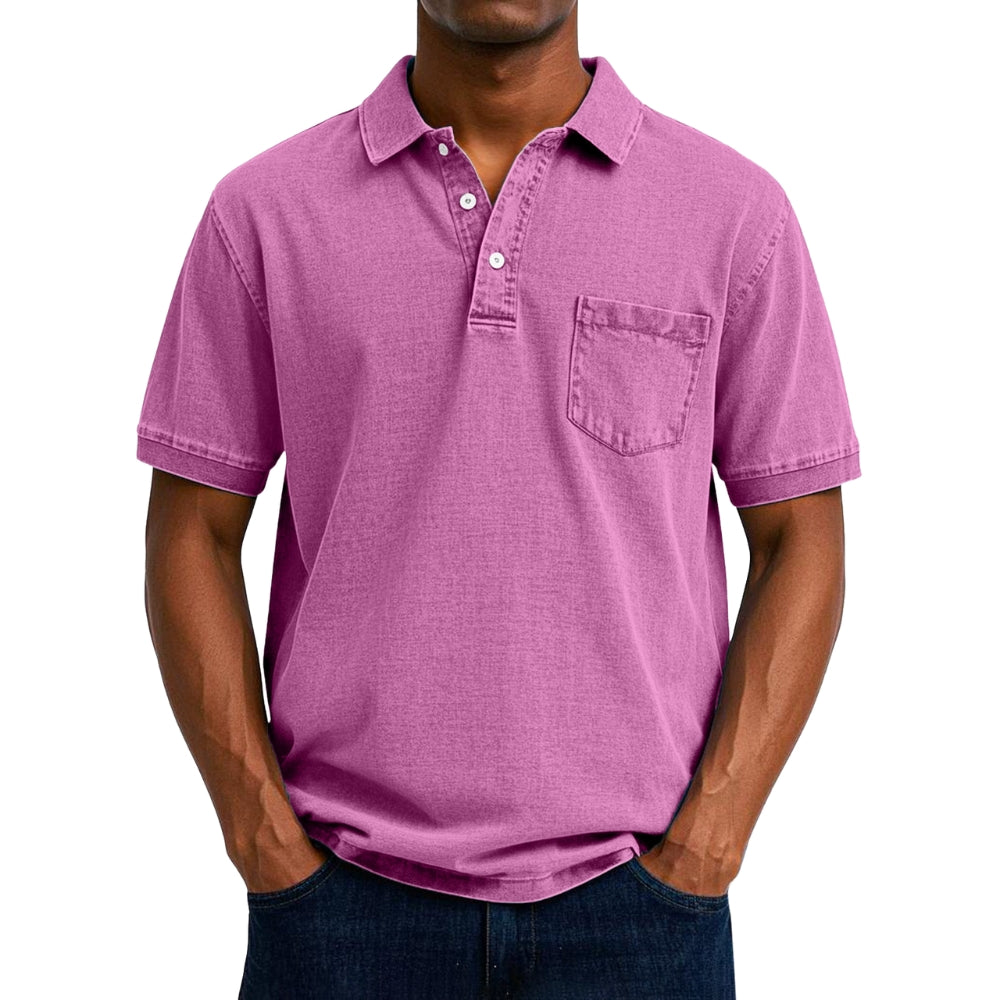 Chemise Homme Été à Manches Courtes avec Poche et Boutons