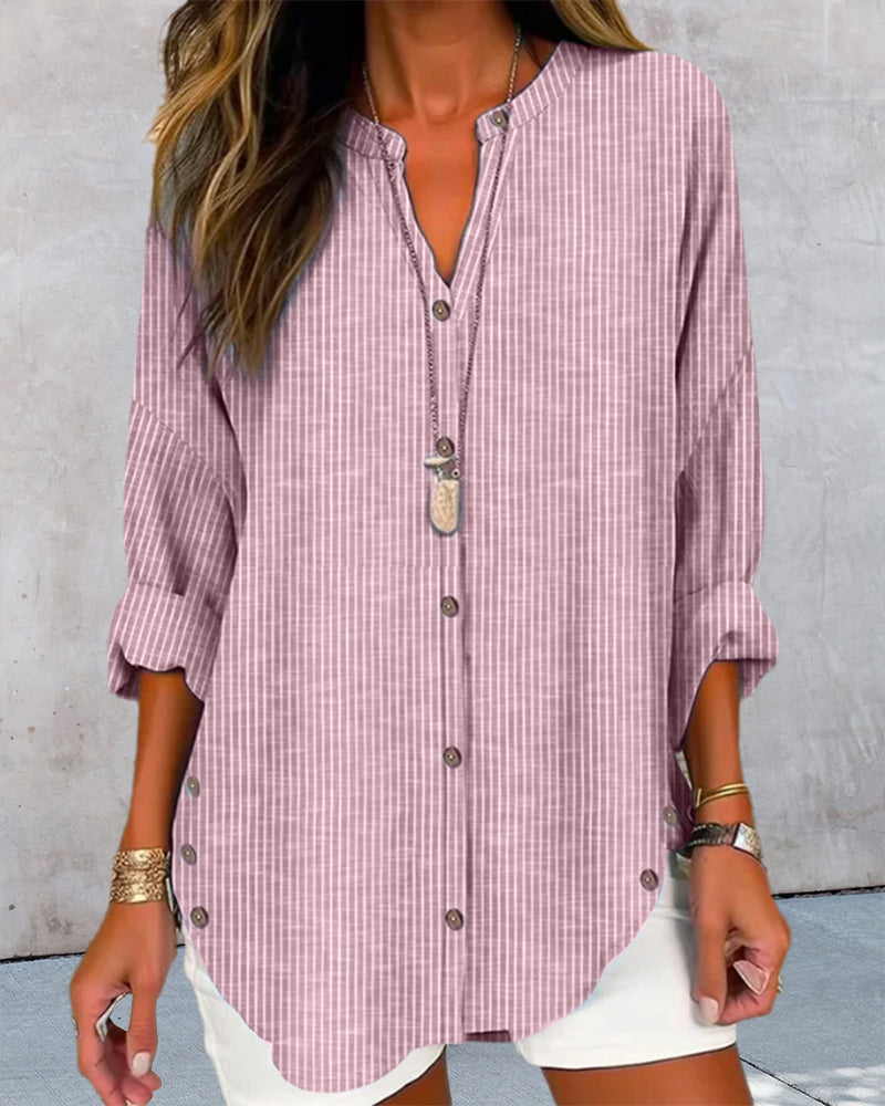 Chemise Femme Rayée Élégante à Fermeture Latérale