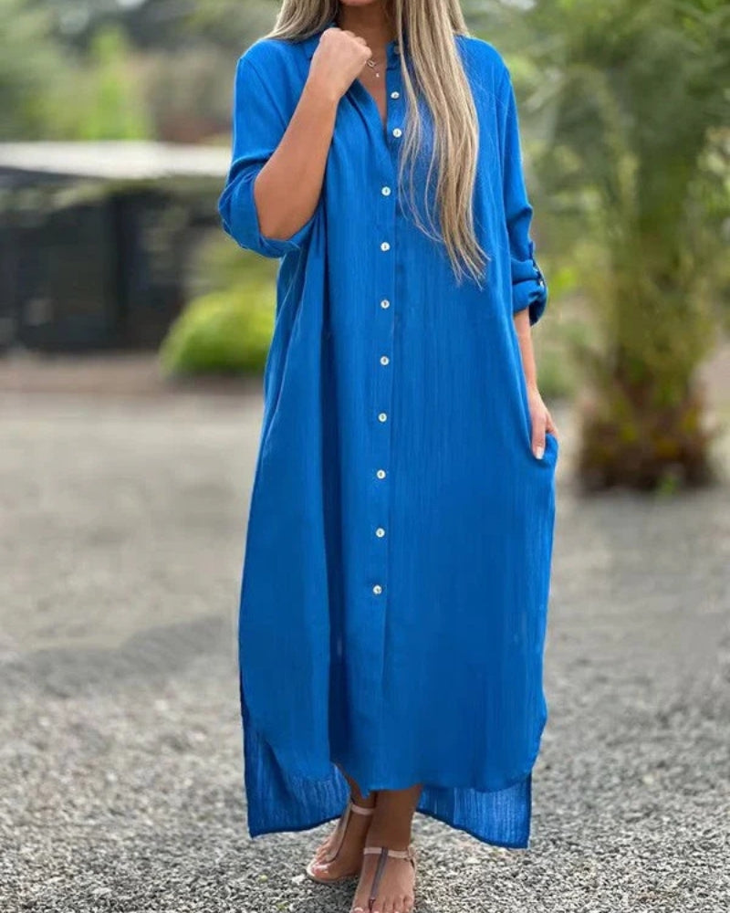 Robe Chemisier Femme Coton Douillet Élégant
