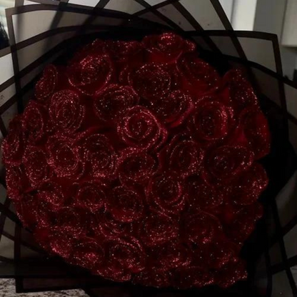 Bouquet de Roses Artificielles Luxe dans Boîte Noire