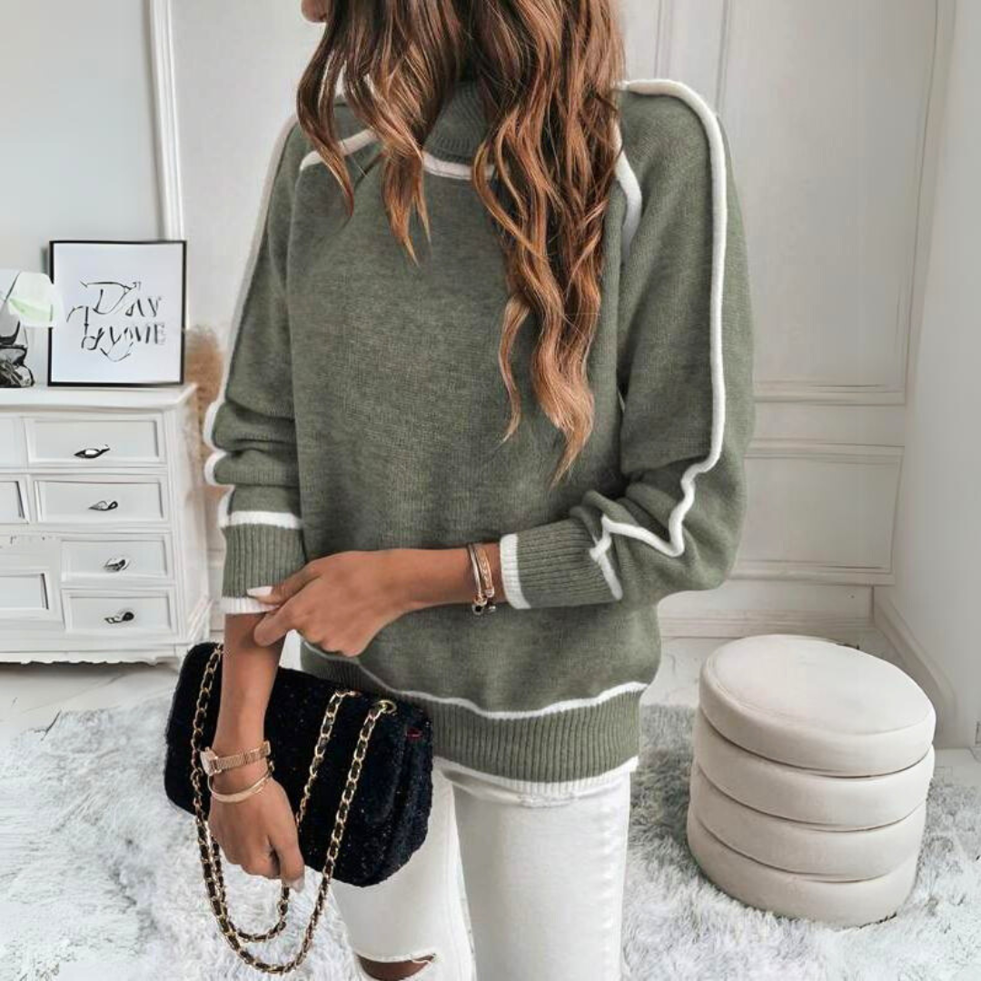 Pull douillet col roulé femme
