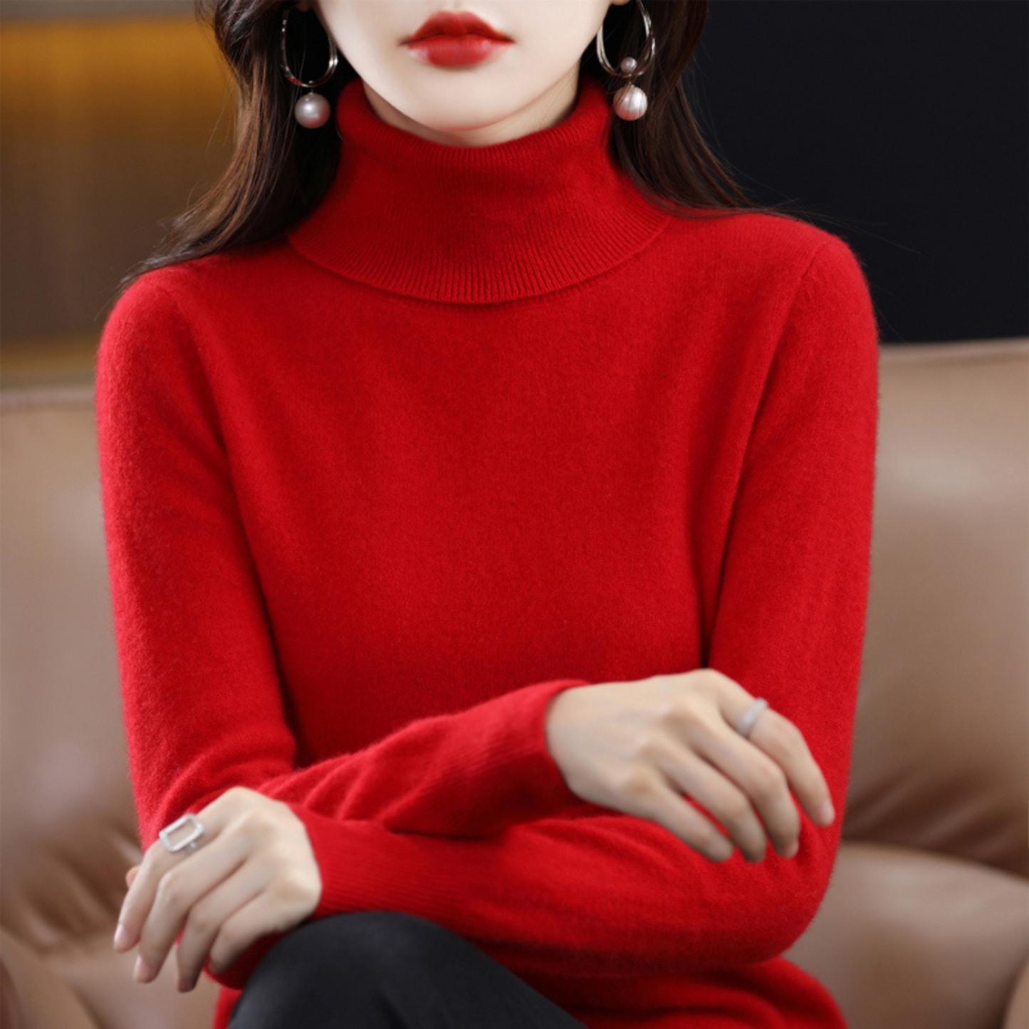 Pull Cachemire Doux pour Femme - Col Roulé Confortable et Léger