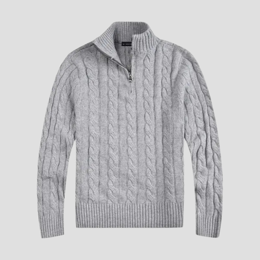 Pull en laine mélangeé gris anthracite pour homme sportif - LuxeStyle