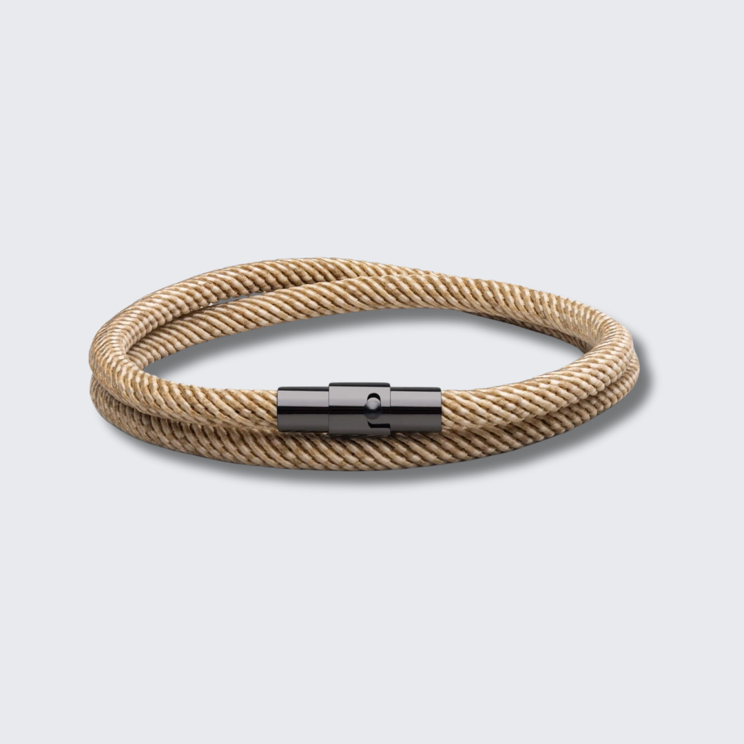 Bracelet Corde Tressée Fermoir Métal Noir Élégant - LuxeStyle