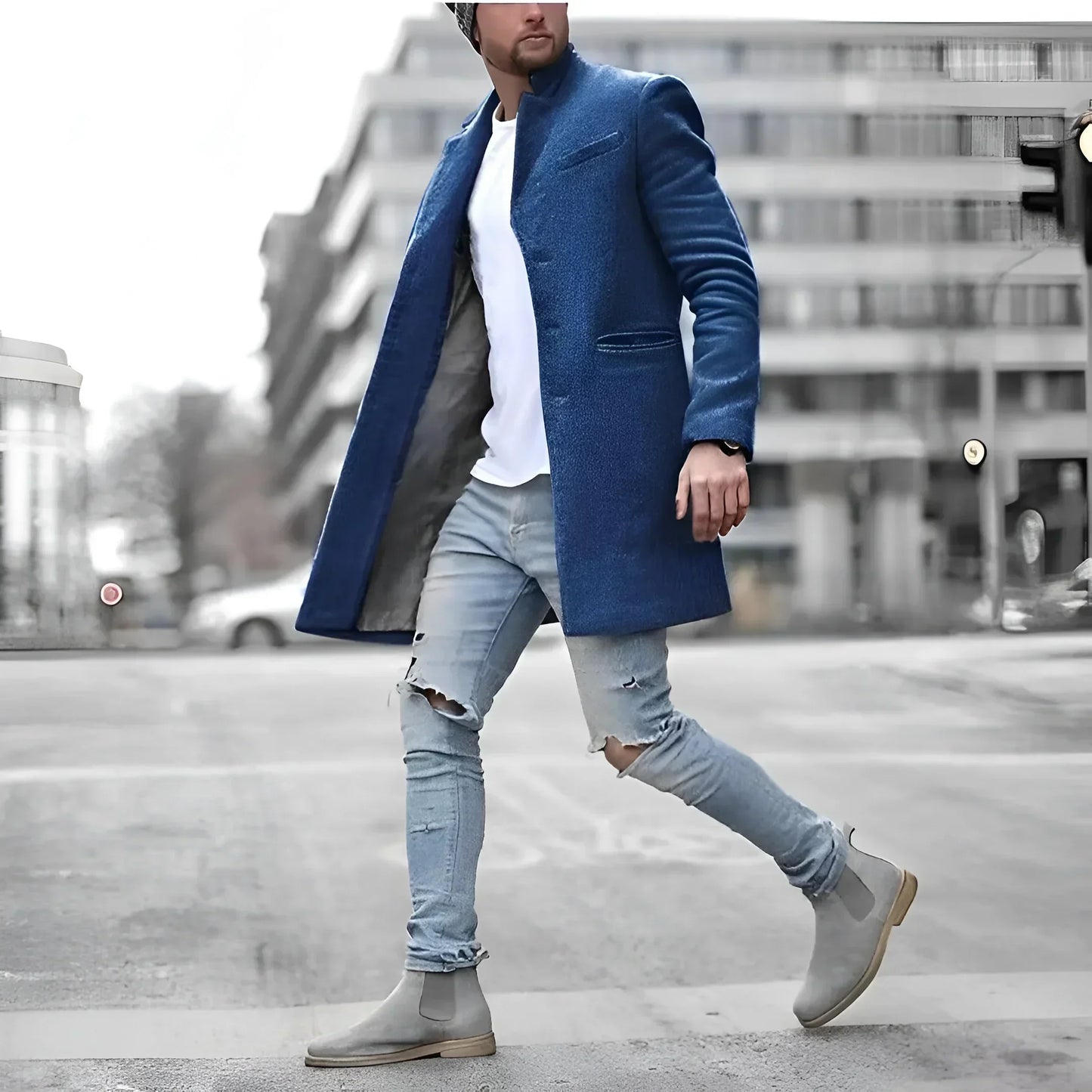 Manteau Homme Élégant en Laine – Parka Long Chaud et Réglementaire