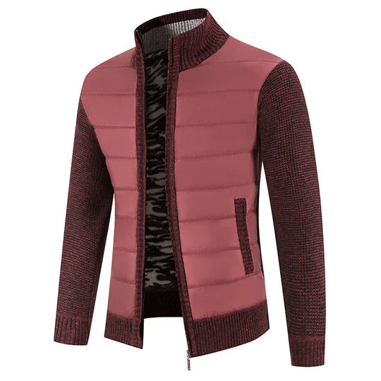Veste Tricotée Élégante pour Homme – Col Montant & Éclair