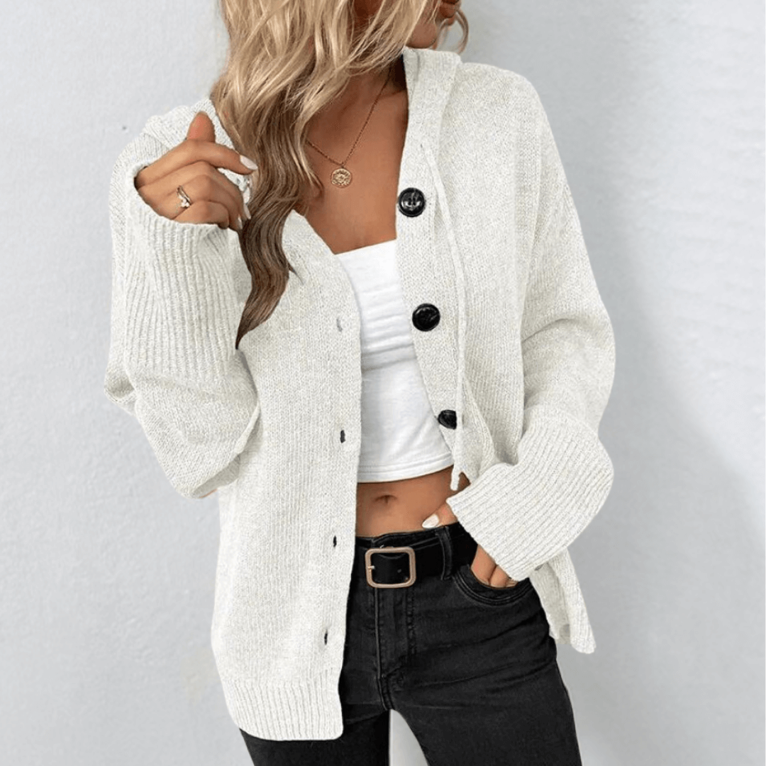 Gilet femme douillet beige boutonné