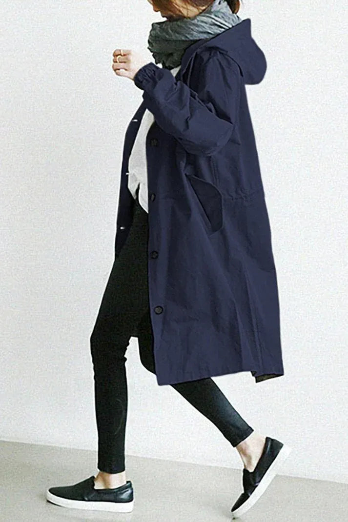 Imperméable Femme à Capuche avec Fermeture Éclair pour Tempête