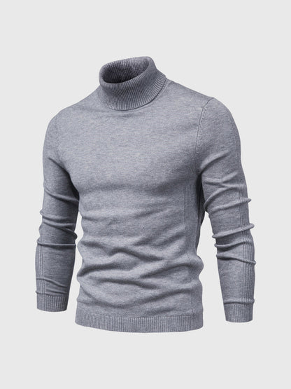 Pull Homme Blanc à Col Roulé Côtelé