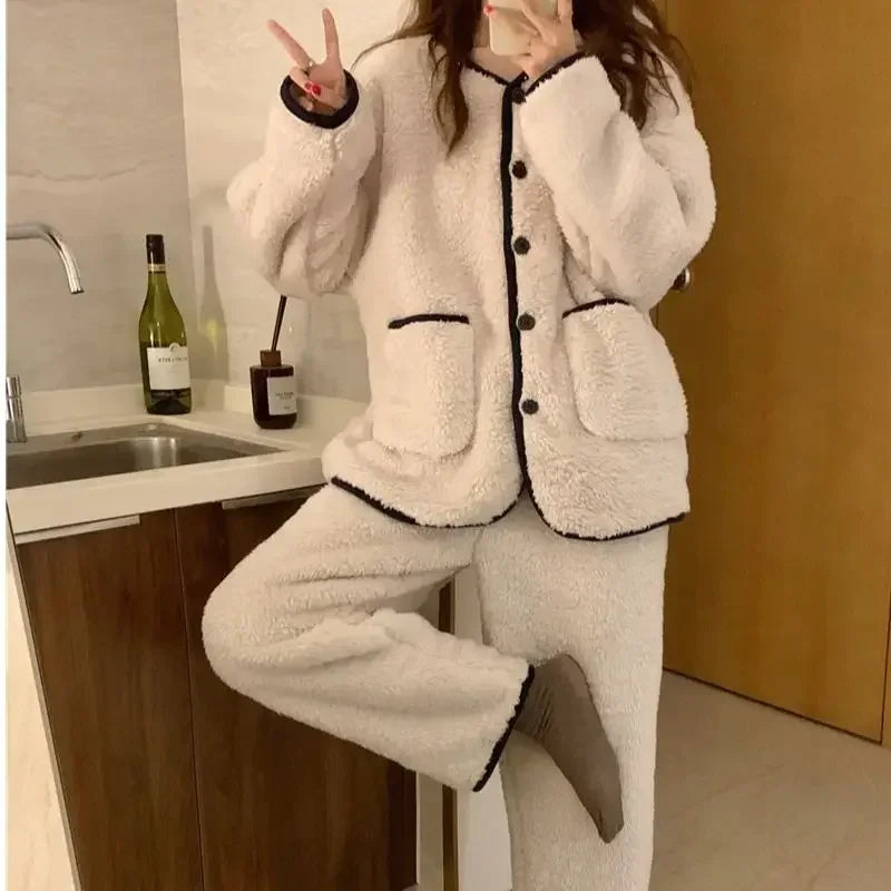 Pyjama Femme Hiver Chaud À Manches Longues