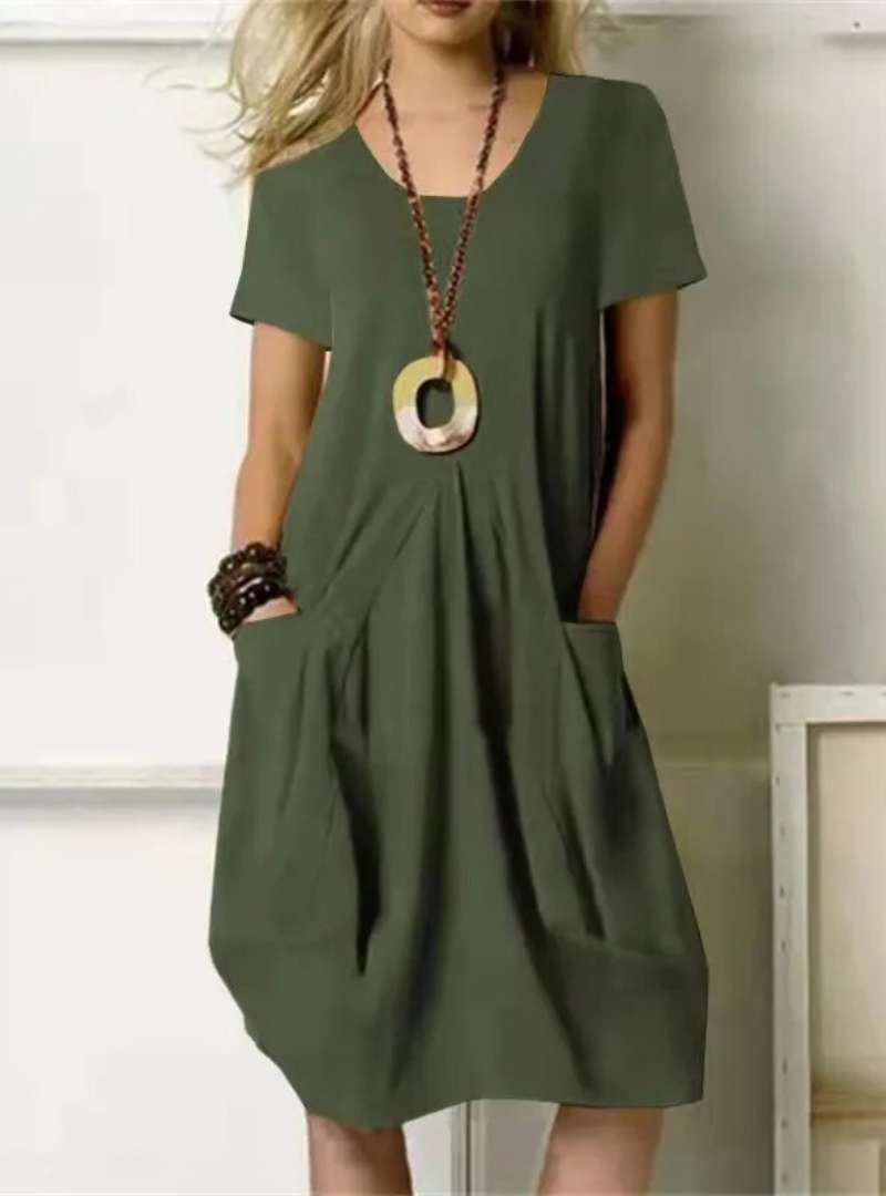 Robe Été Femme Corail à Manches Courtes