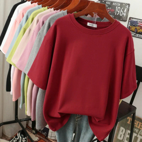 T-shirt femme décontracté en coton doux oversize