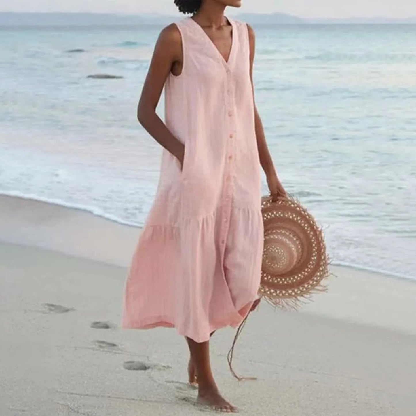 Robe Été Légère en Lin pour Femme