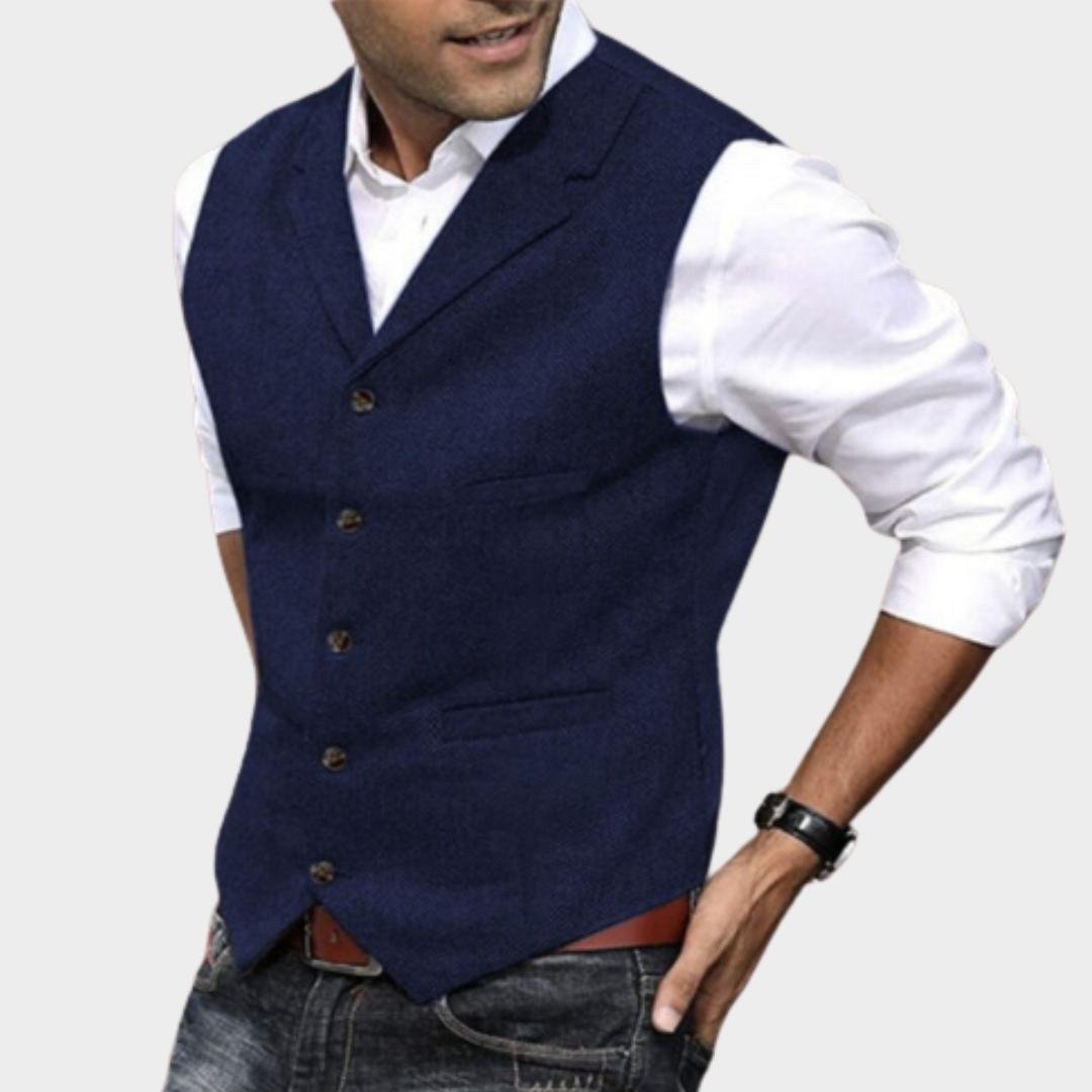 Gilet Homme Gris Mélangé, Style Casual