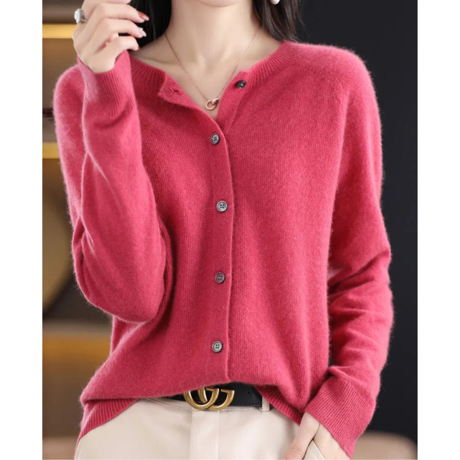 Cardigan Femme Chic – Gilet en Laine Mérinos Douce & Cachemire Confortable - LuxeStyle