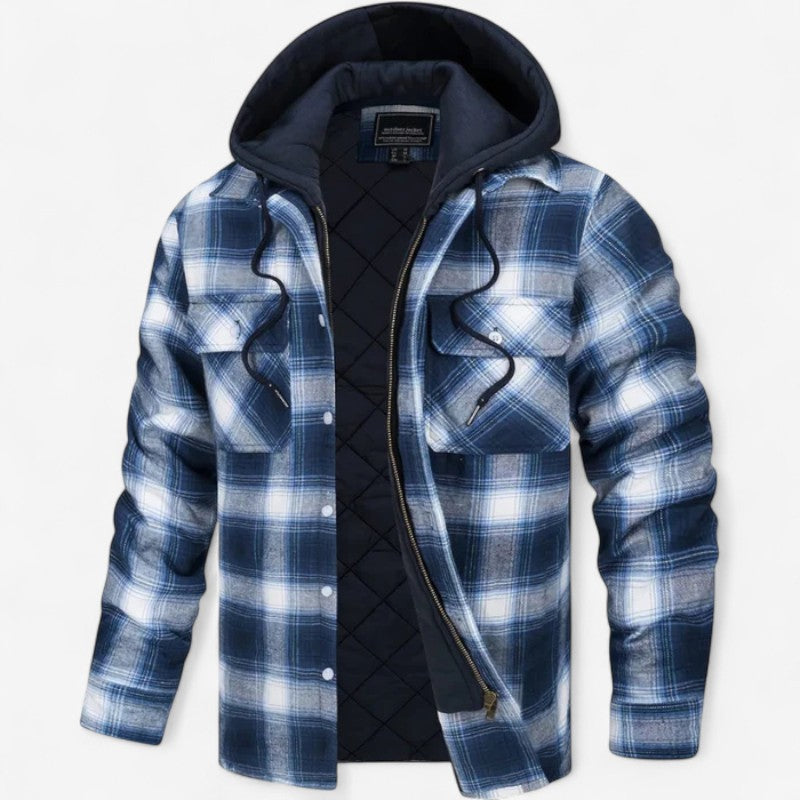 Veste en carreaux classique avec manches longues et poches pratiques