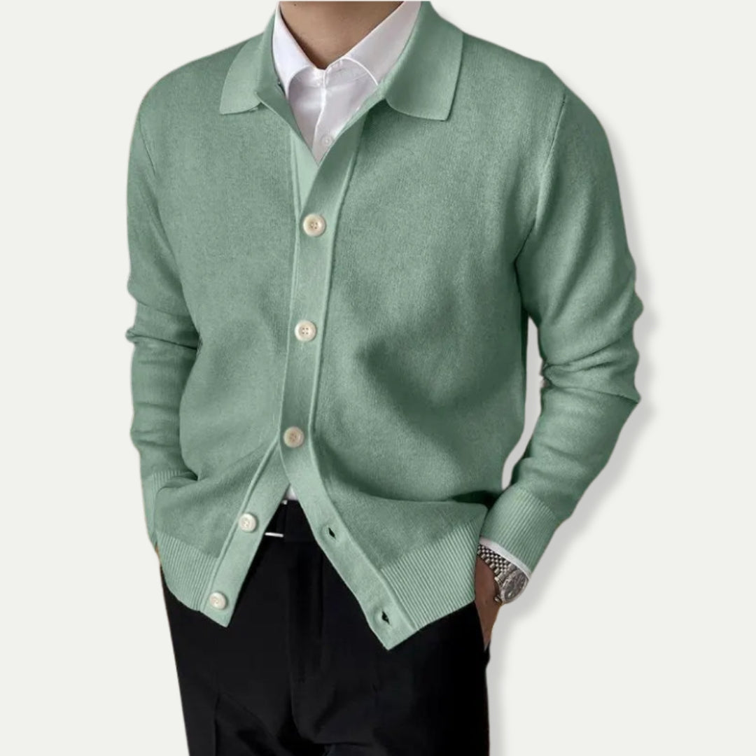 Cardigan Classique En Maille Avec Col Pour Homme | Boutonné