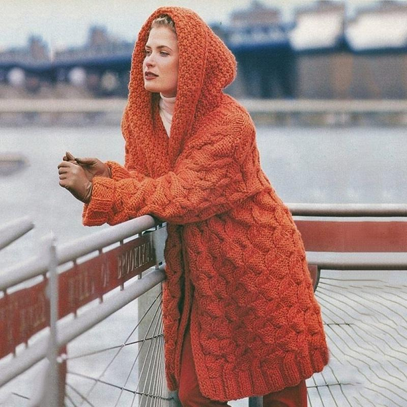 Cardigan Femmes Long Élégant Capuche