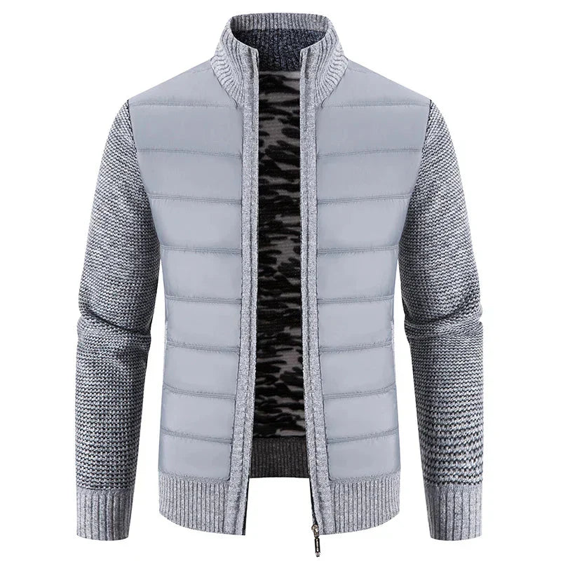 Veste Tricotée Élégante pour Homme – Col Montant & Éclair