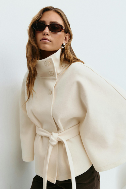 Veste Cape Élégante Pour Femme Avec Ceinture