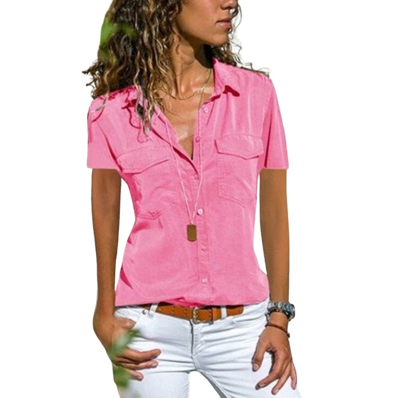 Chemise Femme Classique Été avec Poches