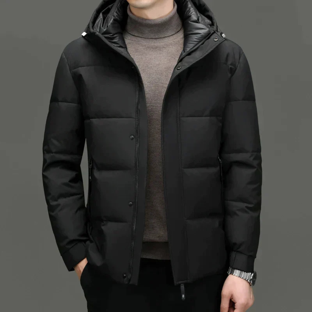Veste Hivernale Homme Élégante Capuche Blanche ou Noire