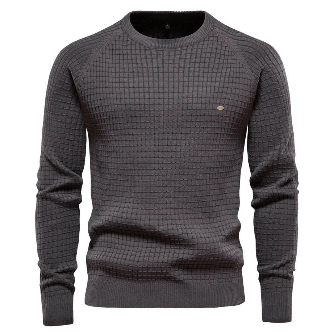 Pull Homme Marine à Col Rond Texture Élégante