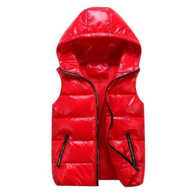 Veste sans manche tendance à capuche zippée