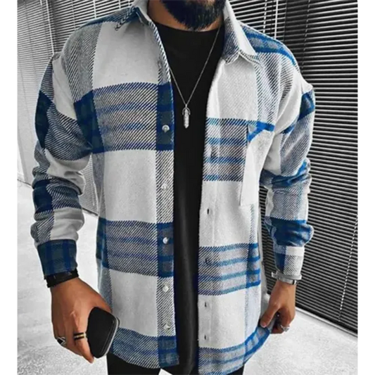 Chemise Homme Flanelle À Carreaux Manches Longues - luxestyle