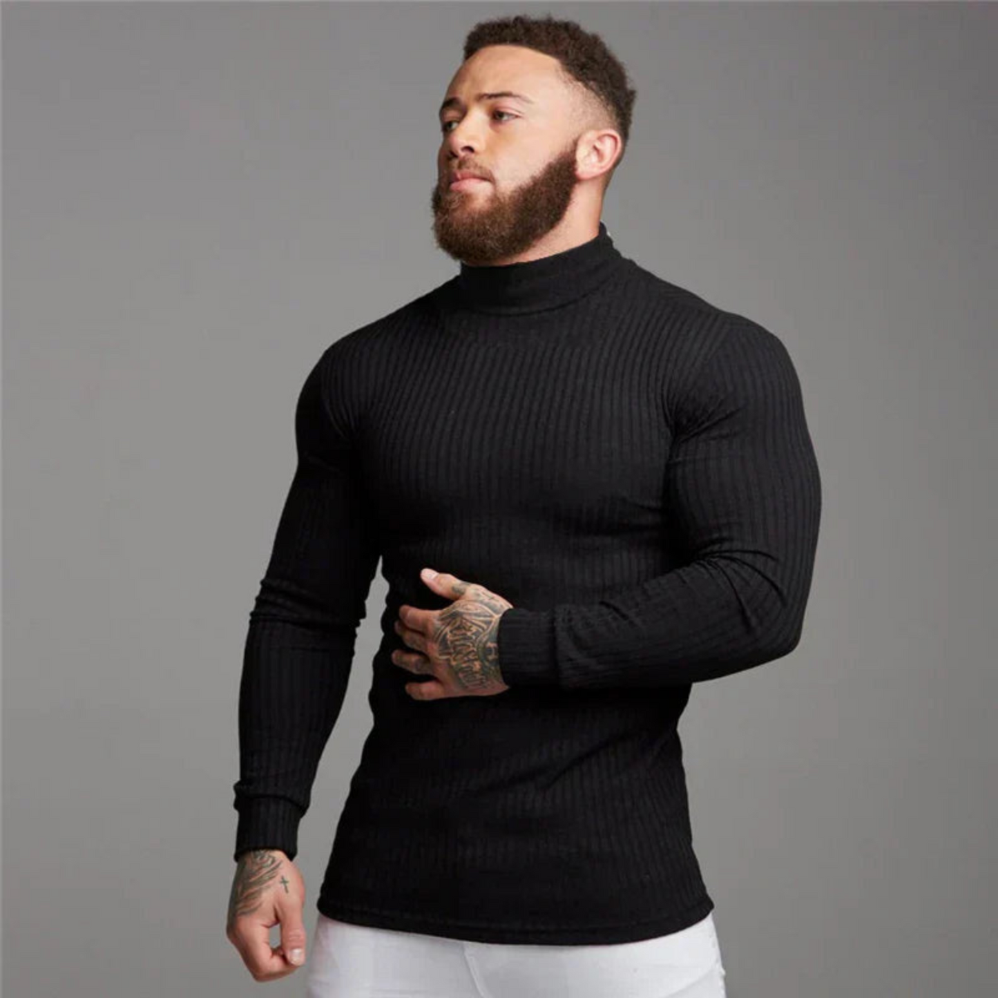 Pull à Col Roulé Classique Homme