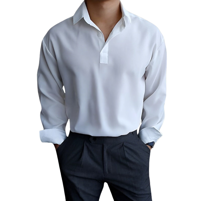 Polo Homme Hiver à Manches Longues avec Col Boutonné - LuxeStyle