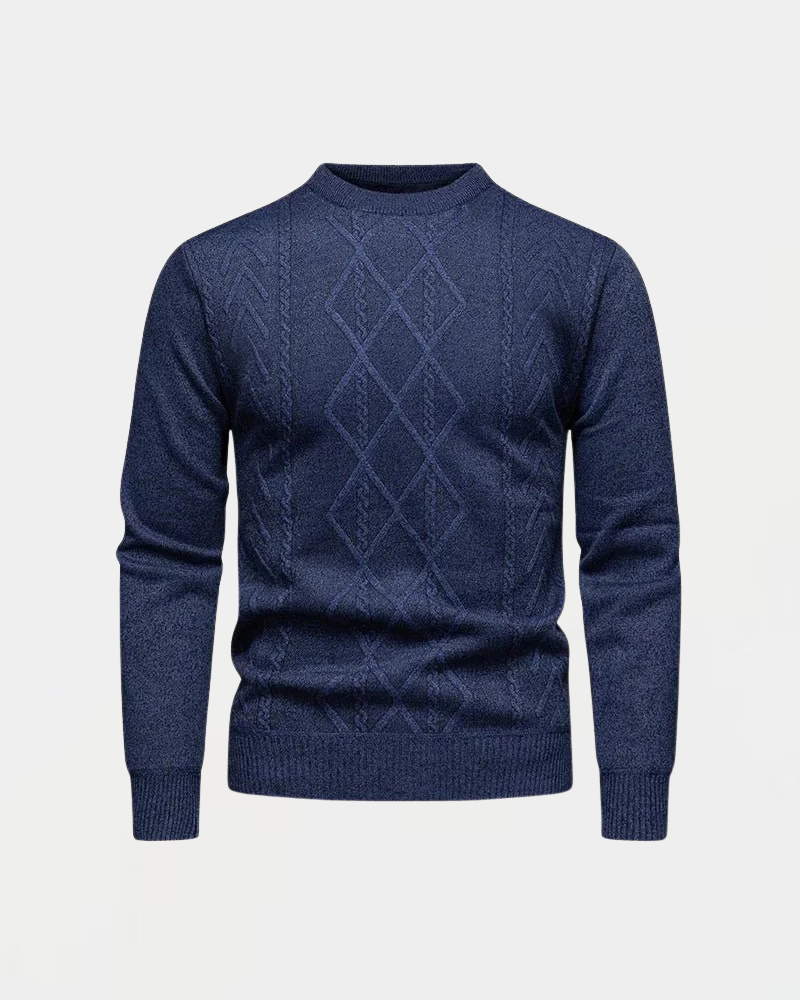 Pull Homme Laine Marine à Motif Texturé