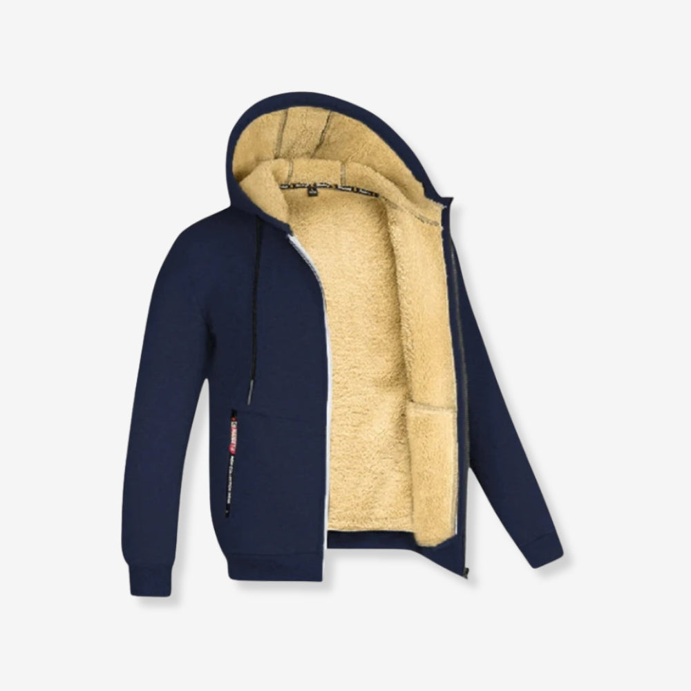 Sweat à capuche doublé polaire chaud avec manches longues et fermeture éclair - LuxeStyle