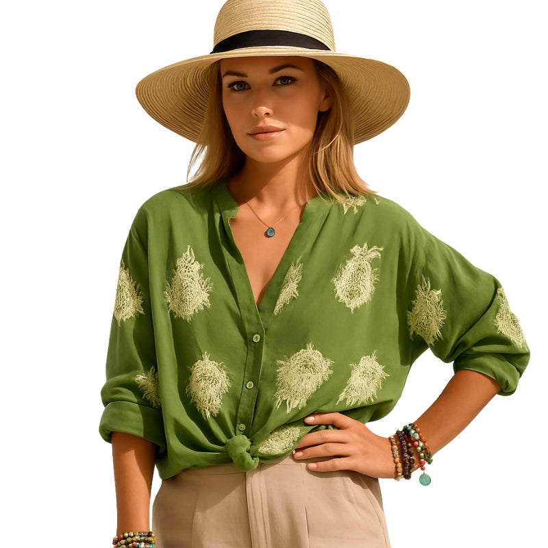 Chemise Féminine Élégante Manches Longues Décolleté Profond