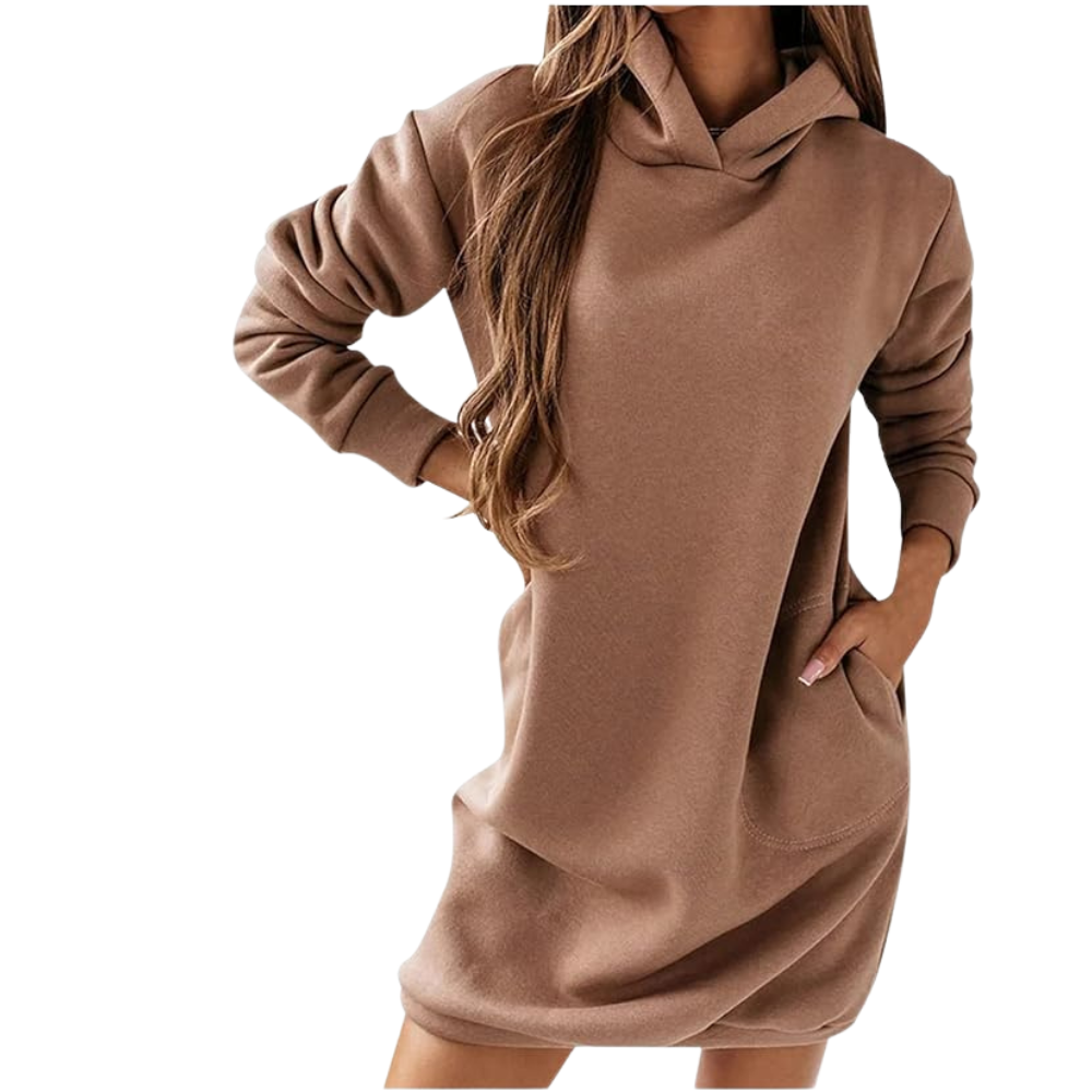Sweat à capuche femme marron manches longues confortable