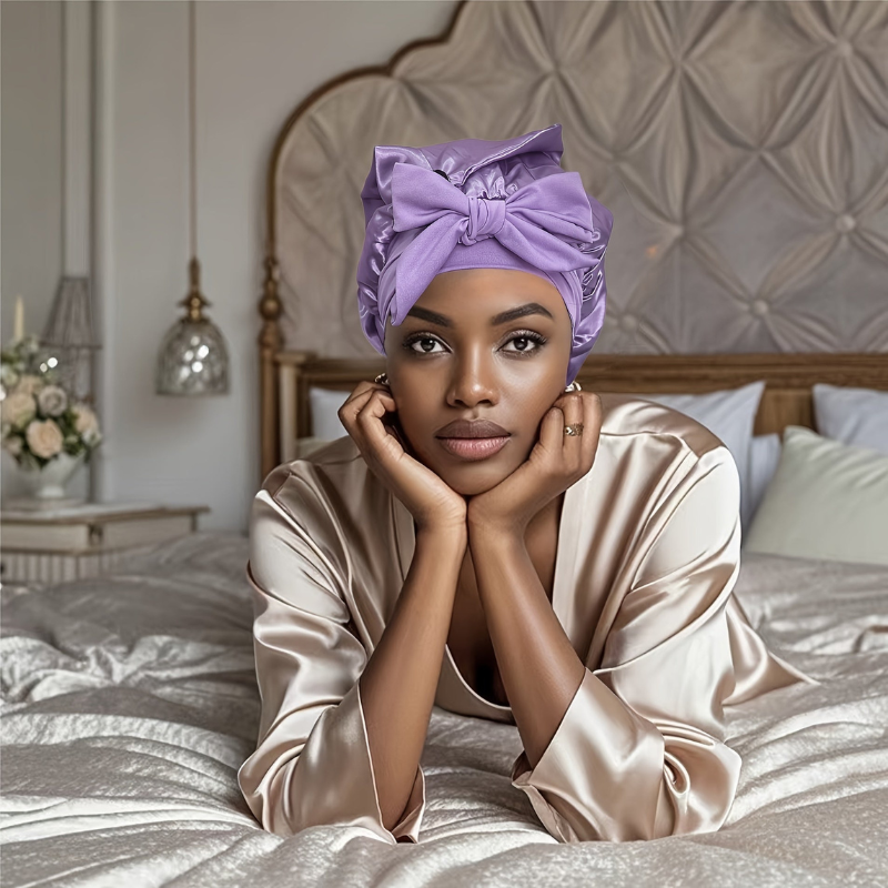 Bonnet de nuit doux en soie pour cheveux protégés