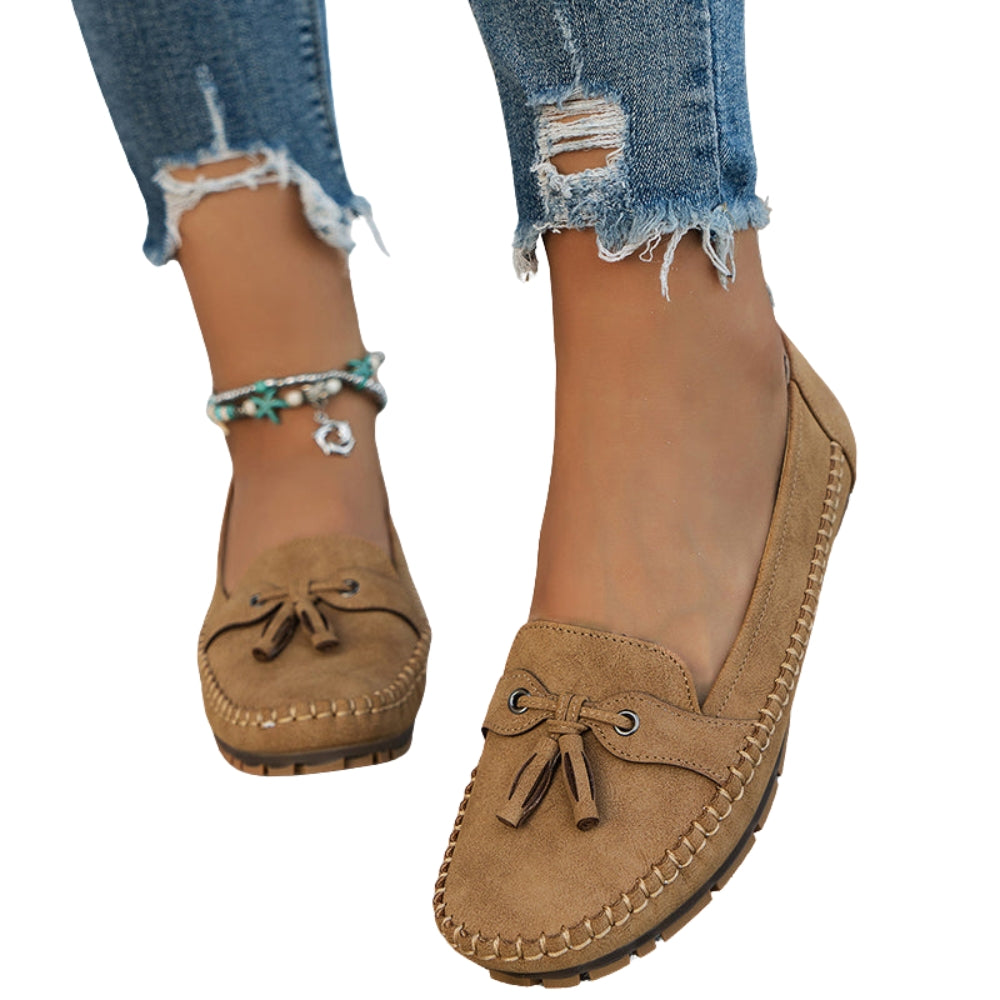 Chaussures Plates Élégantes avec Nœud Chic et Couleur Discrète - LuxeStyle