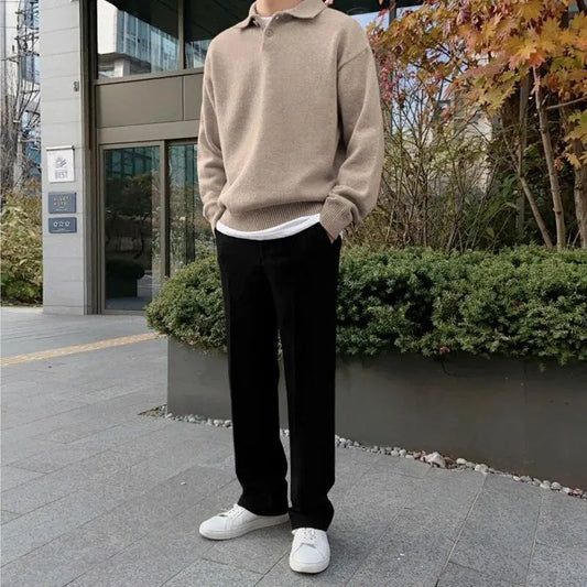 Pull Homme Élégant Tricoté – Col Rond et Fermeture Boutons - LuxeStyle