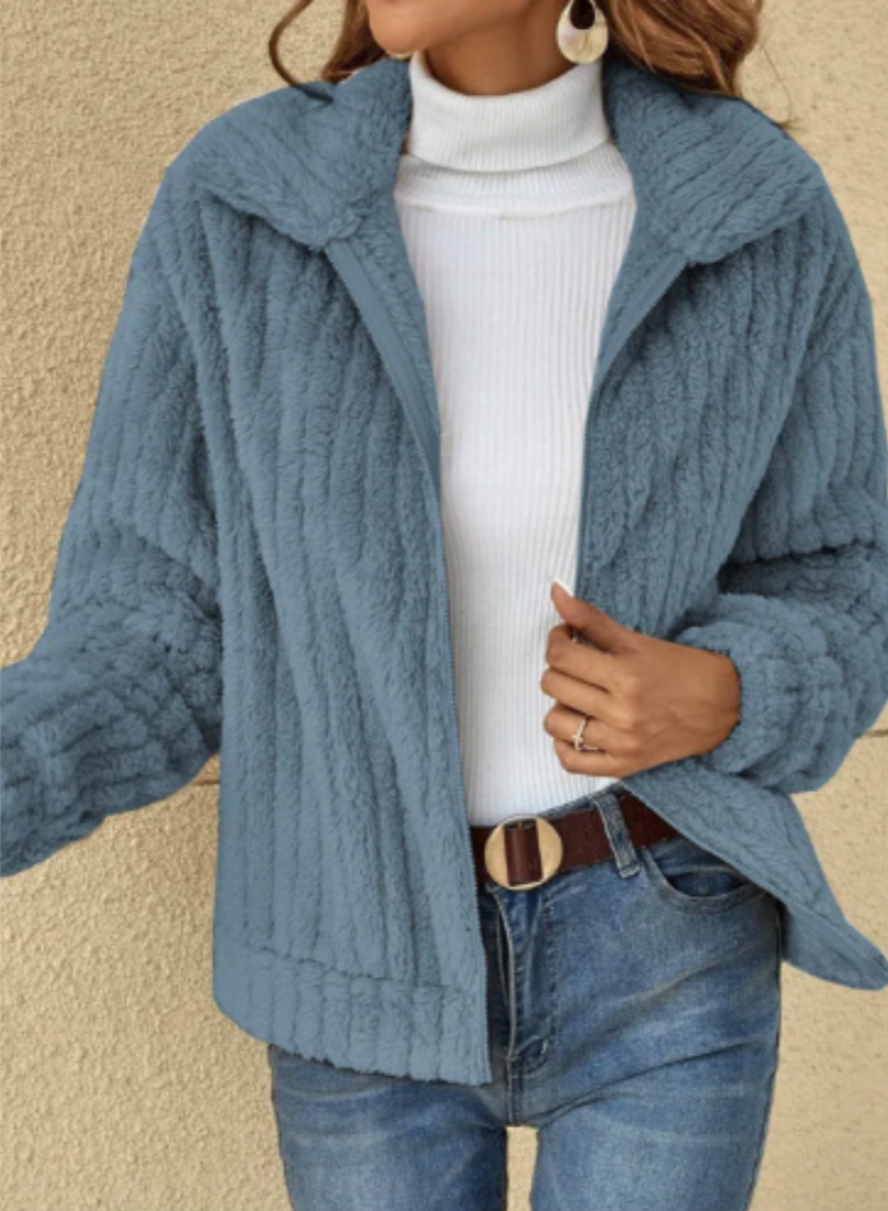Veste Fourrure Synthétique Châtain Féminine